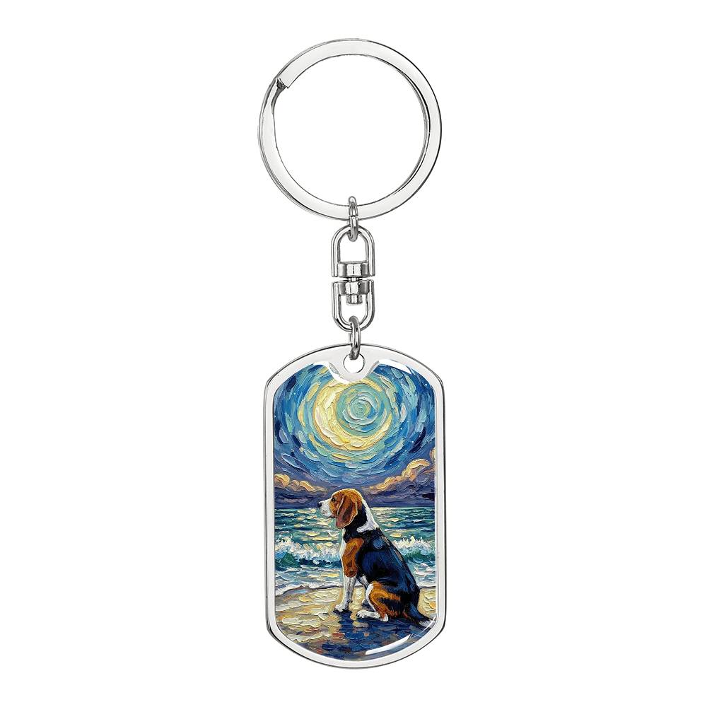 Beach Nights - Beagle Dog Tag Keychain