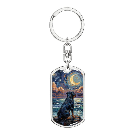 Beach Nights - Rottweiler Dog Tag Keychain