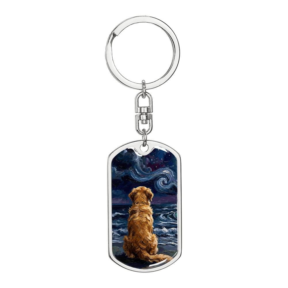 Beach Nights - Golden Retriever Dog Tag Keychain