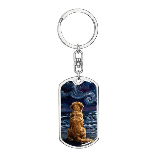 Beach Nights - Golden Retriever Dog Tag Keychain