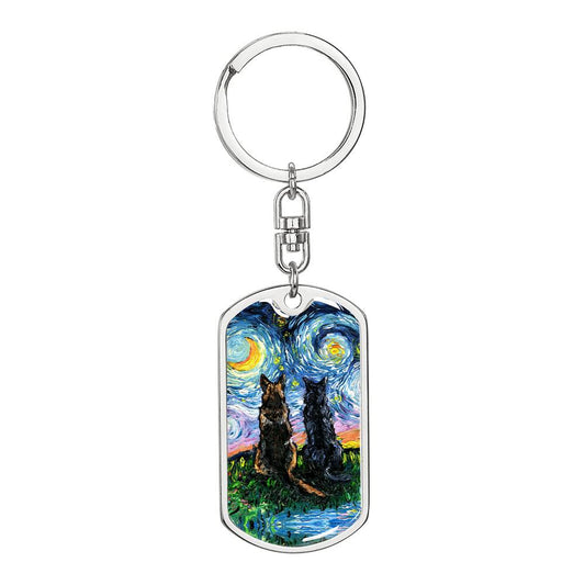 Soulmates Starry Night Dog Tag Keychain