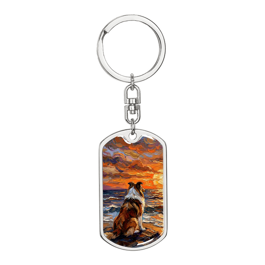 Beach Nights - Collie Dog Tag Keychain