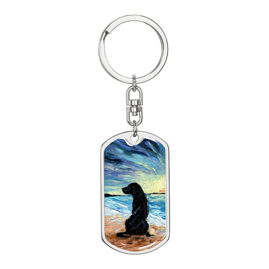 Beach Days - Black Labrador Dog Tag Keychain
