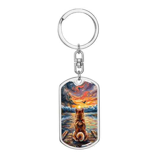 On The Dock - Shiba Inu Dog Tag Keychain