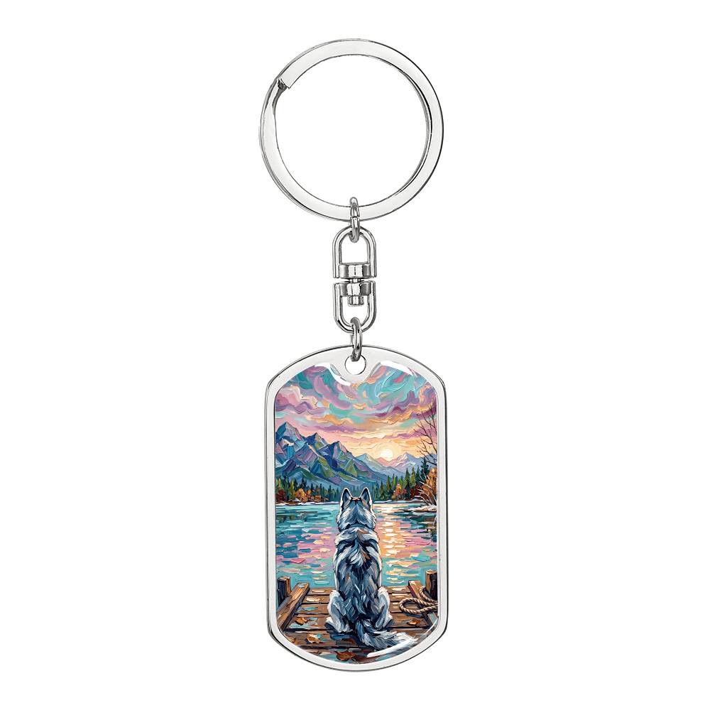 On The Dock - Husky Dog Tag Keychain