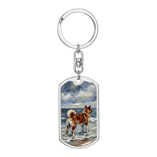 Beach Day - Akita Inu Dog Tag Keychain