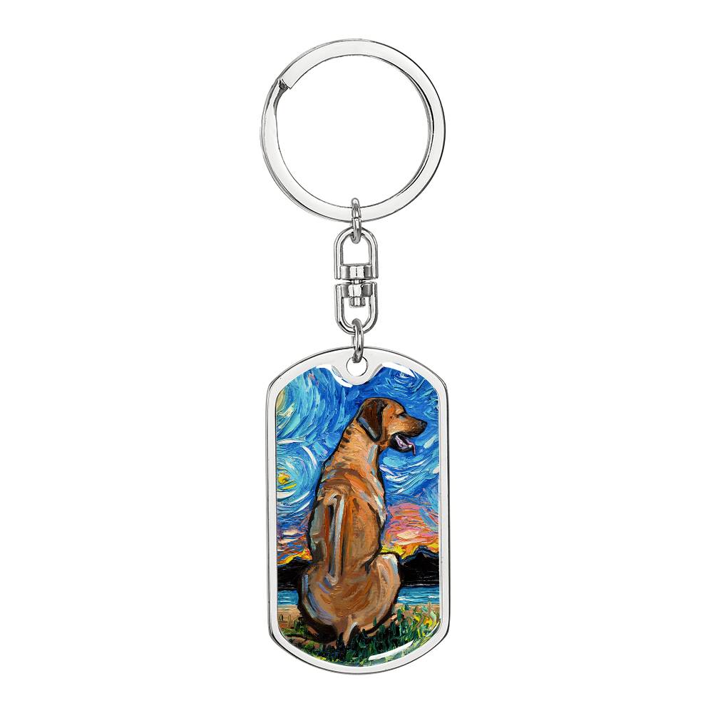 Rhodesian Ridgeback Starry Night Dog Tag Keychain