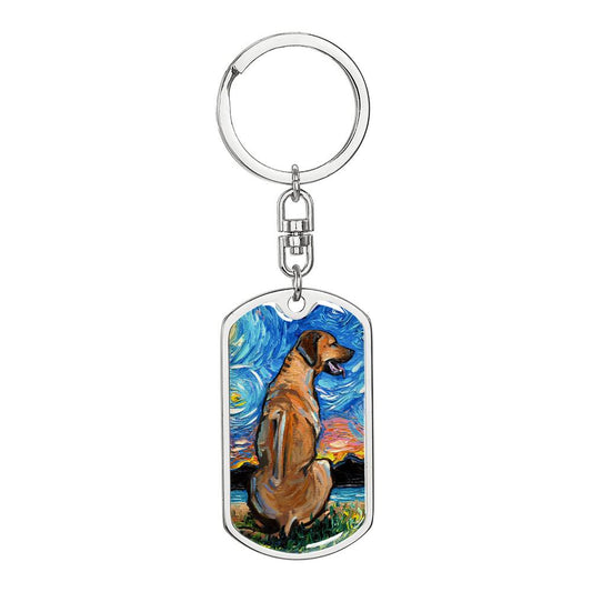 Rhodesian Ridgeback Starry Night Dog Tag Keychain