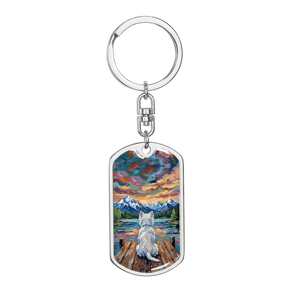 On The Dock - Westie Dog Tag Keychain