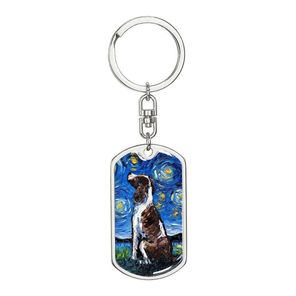 English Springer Spaniel Starry Night Dog Tag Keychain