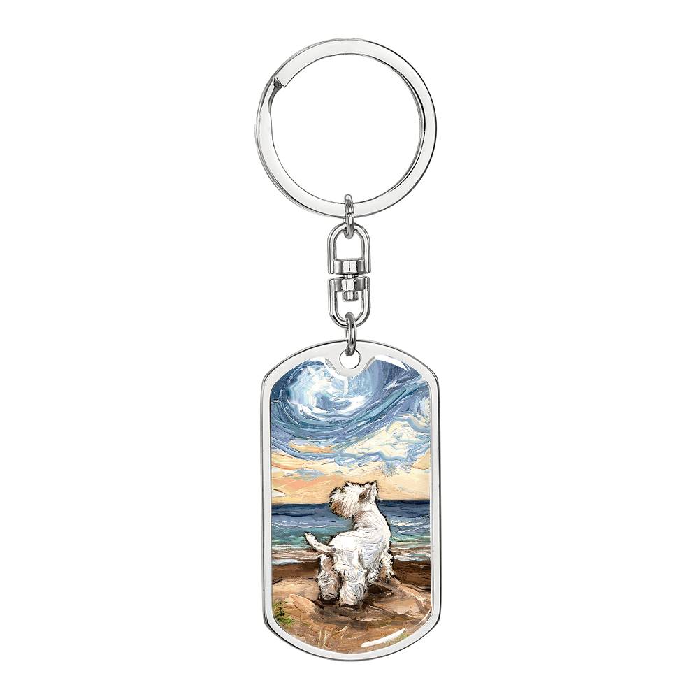 Beach Days - Westie Dog Tag Keychain