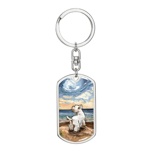 Beach Days - Westie Dog Tag Keychain