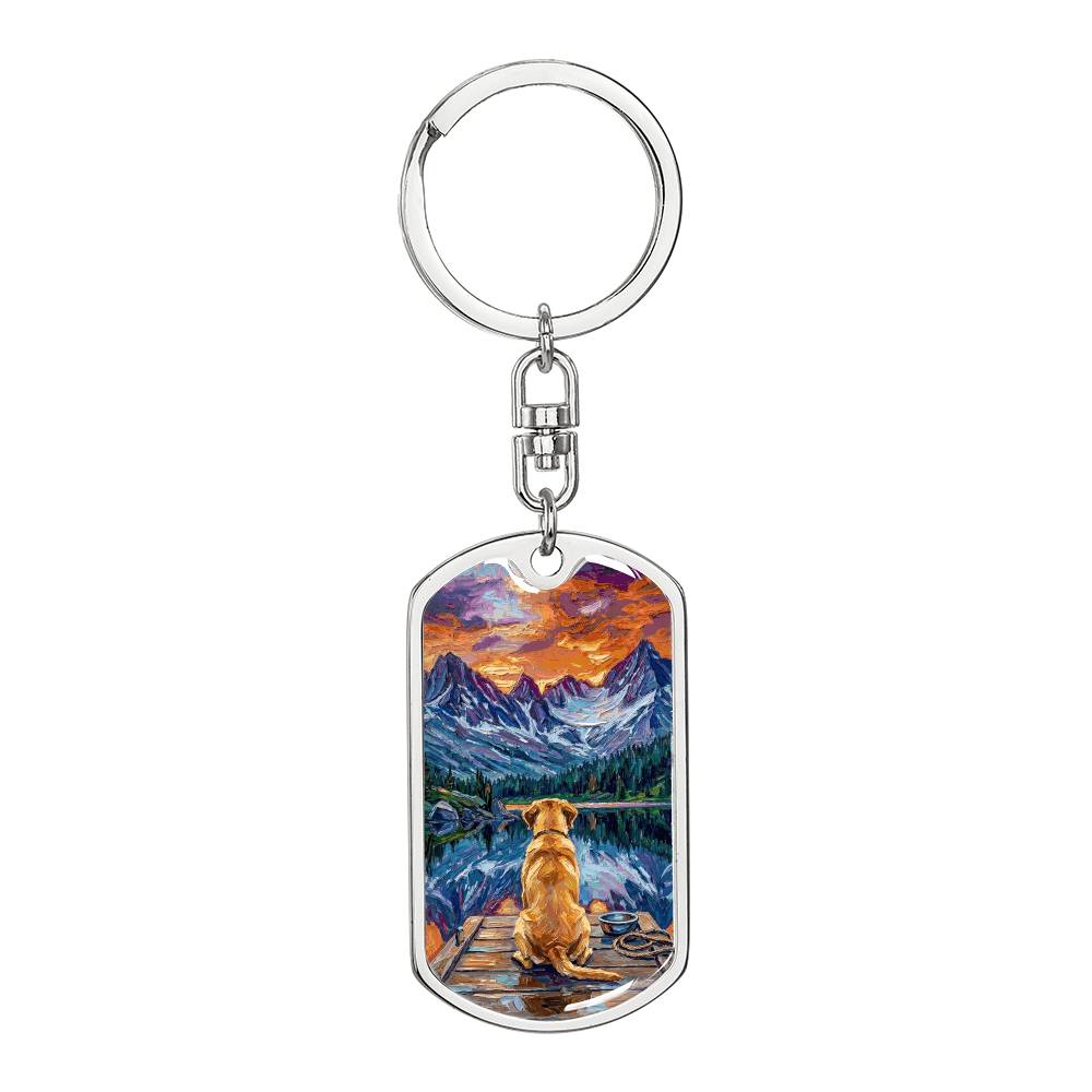 On The Dock - Golden Retriever Dog Tag Keychain