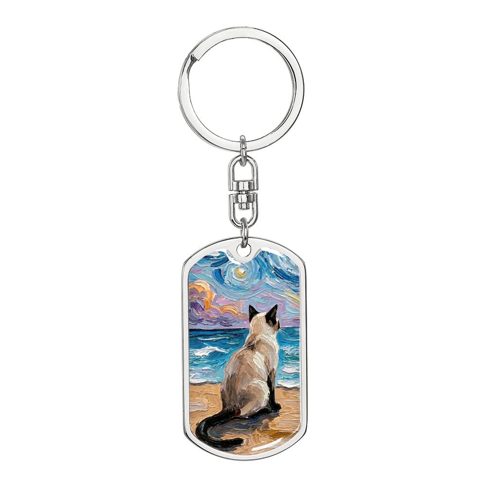 Beach Nights - Siamese Dog Tag Keychain