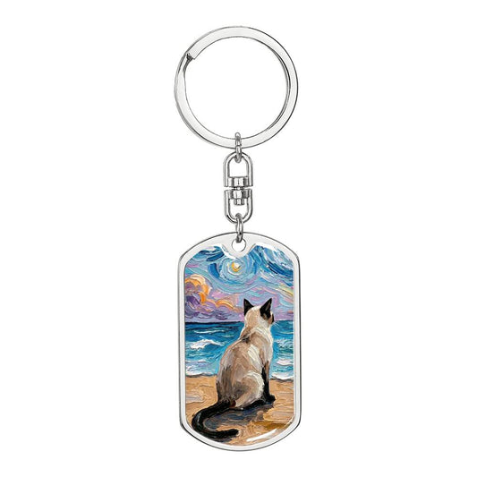 Beach Nights - Siamese Dog Tag Keychain