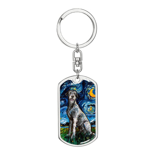 Irish Wolfhound Starry Night Dog Tag Keychain