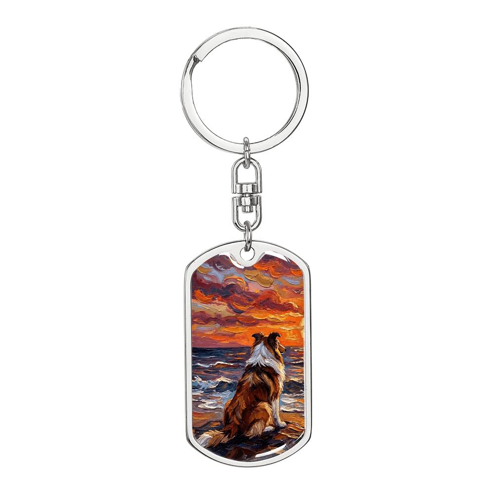 Beach Nights - Collie Dog Tag Keychain