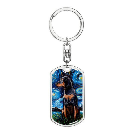 Black and Tan Coonhound Dog Tag Keychain