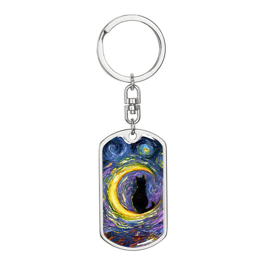 Luna Dog Tag Keychain