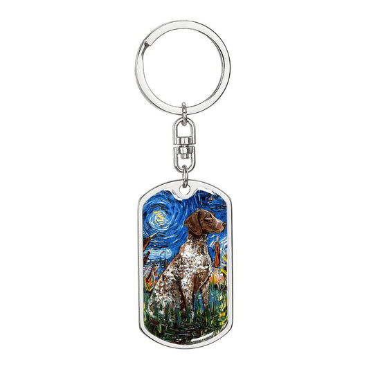 German Shorthair Starry Night Dog Tag Keychain