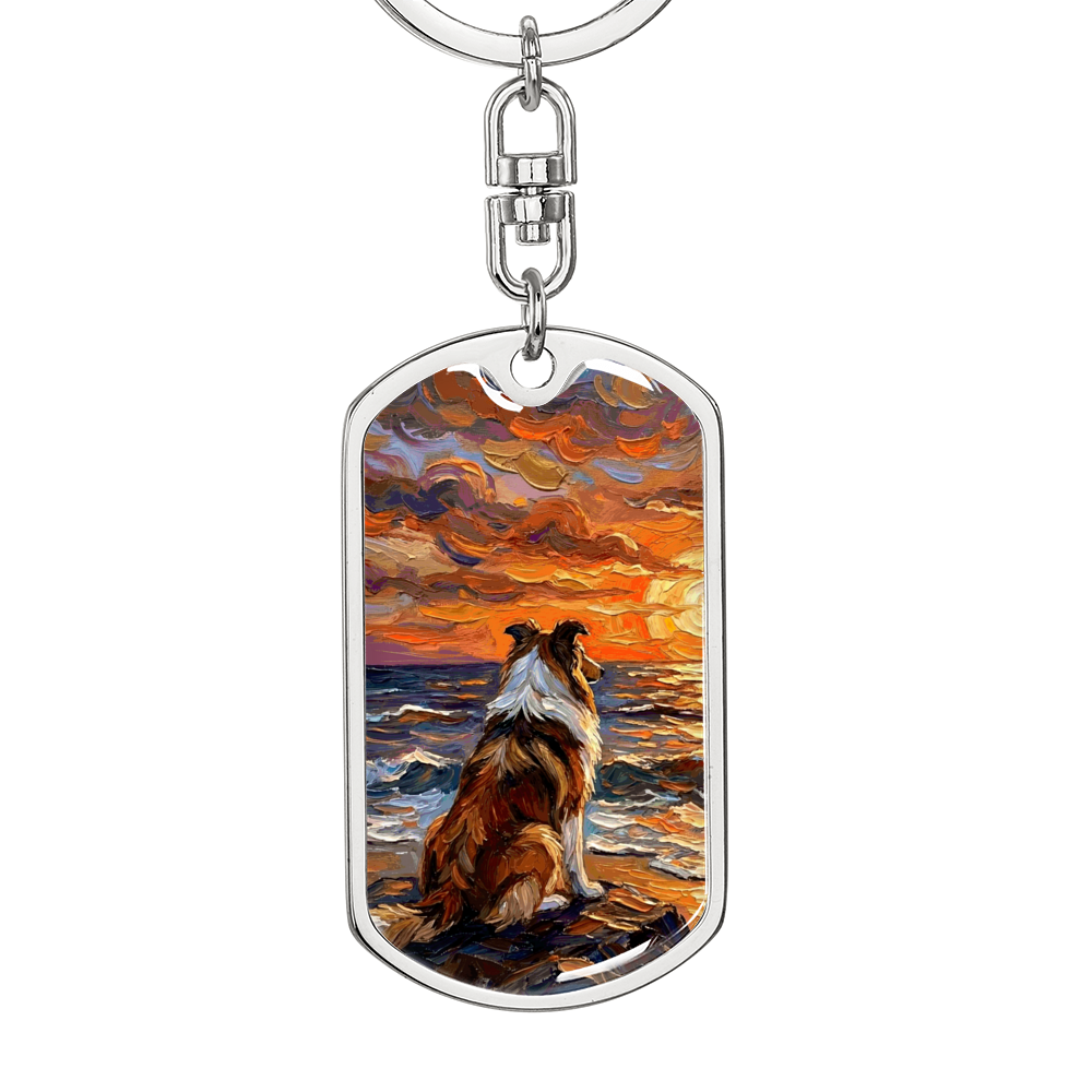 Beach Nights - Collie Dog Tag Keychain
