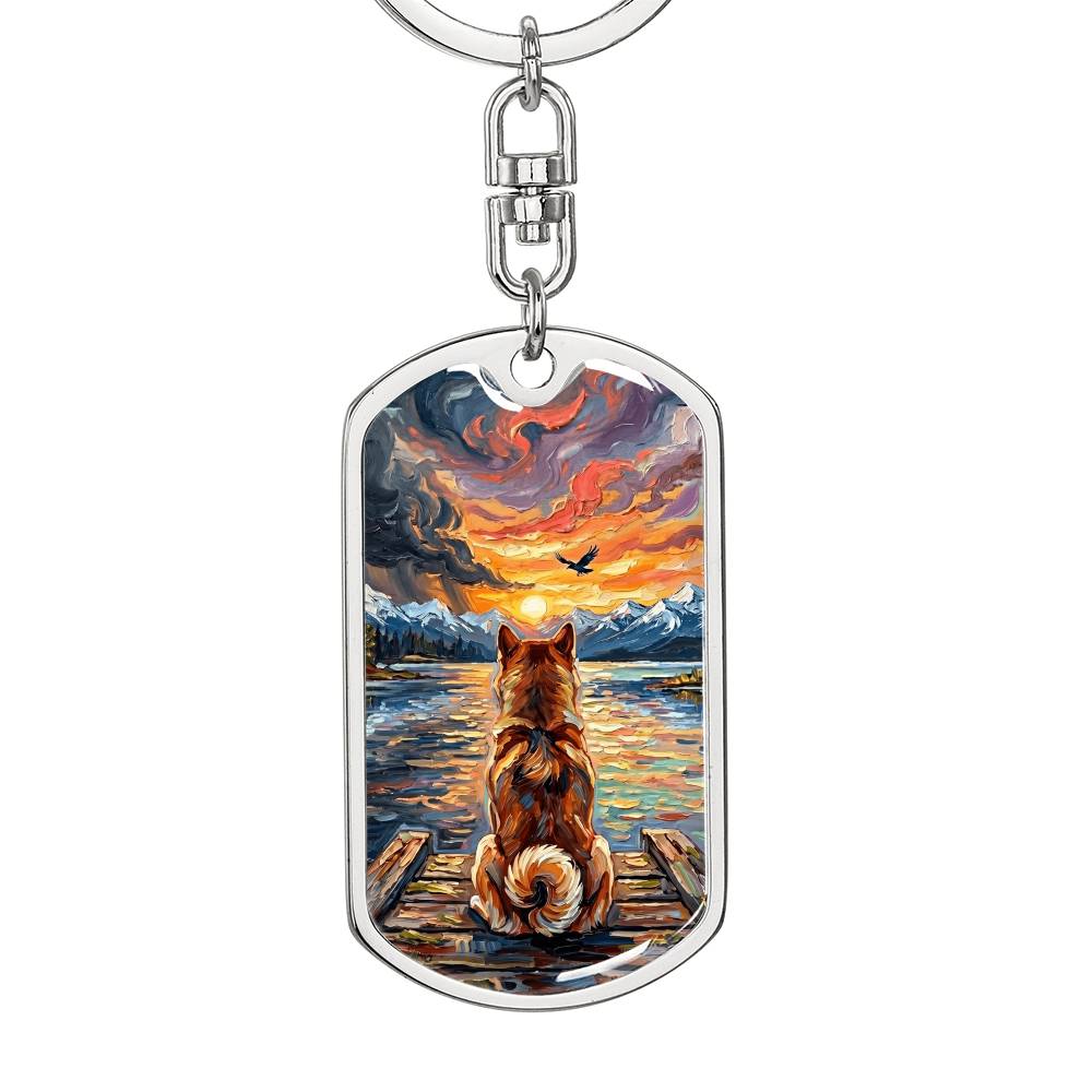 On The Dock - Shiba Inu Dog Tag Keychain
