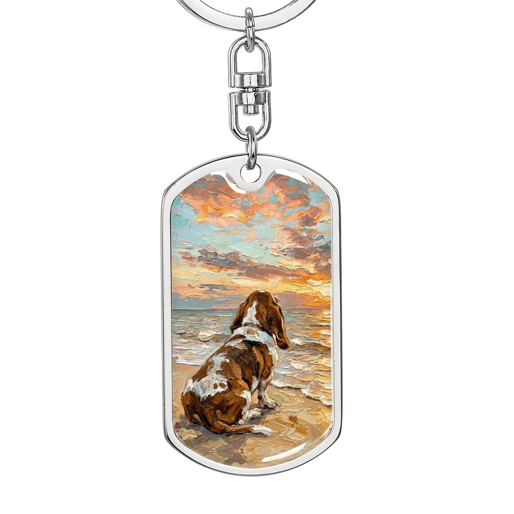 Beach Days - Basset Hound Dog Tag Keychain