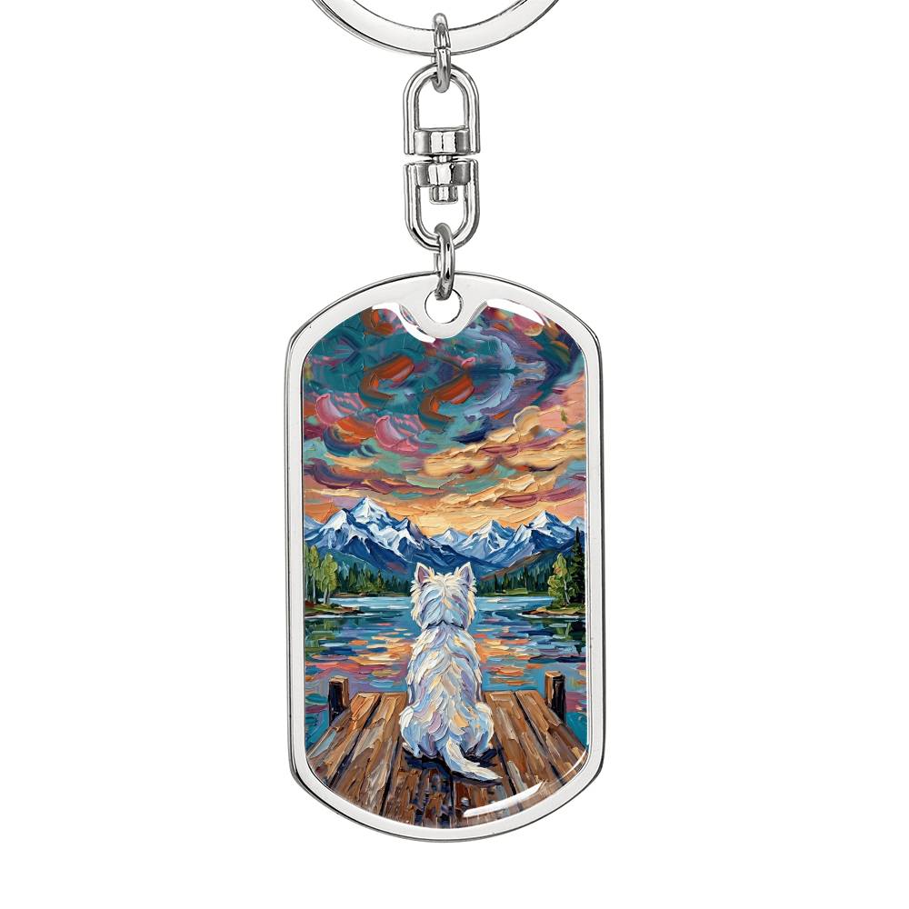 On The Dock - Westie Dog Tag Keychain