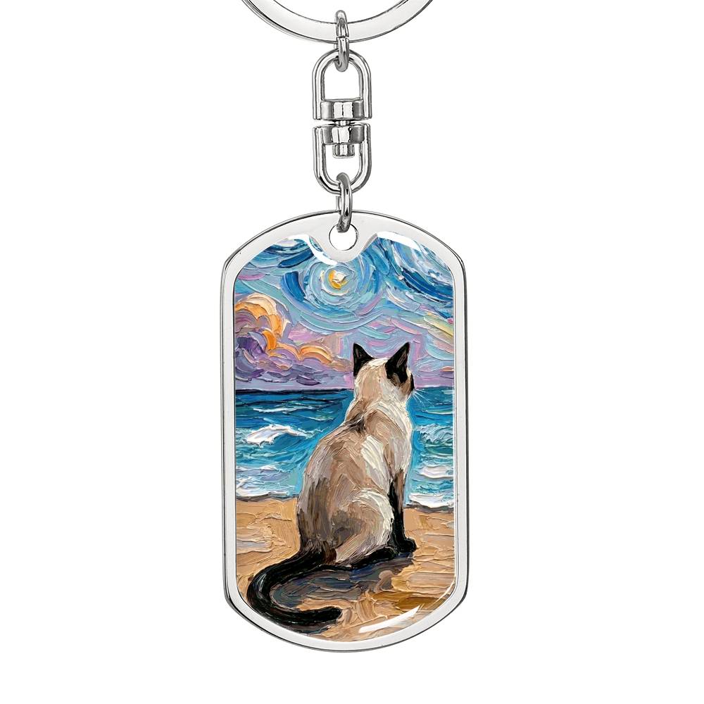 Beach Nights - Siamese Dog Tag Keychain