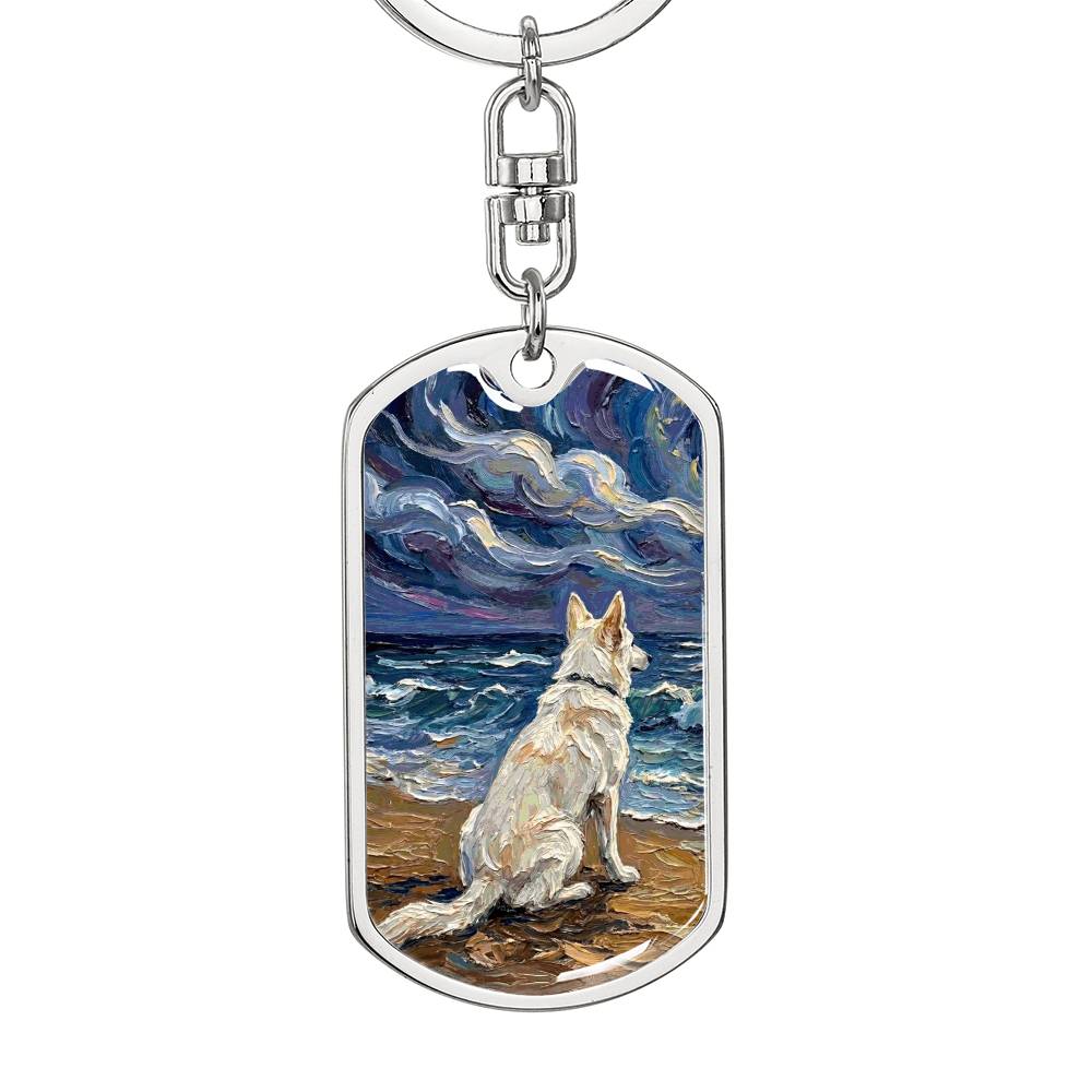 Beach Nights - Swiss Shepherd Dog Tag Keychain