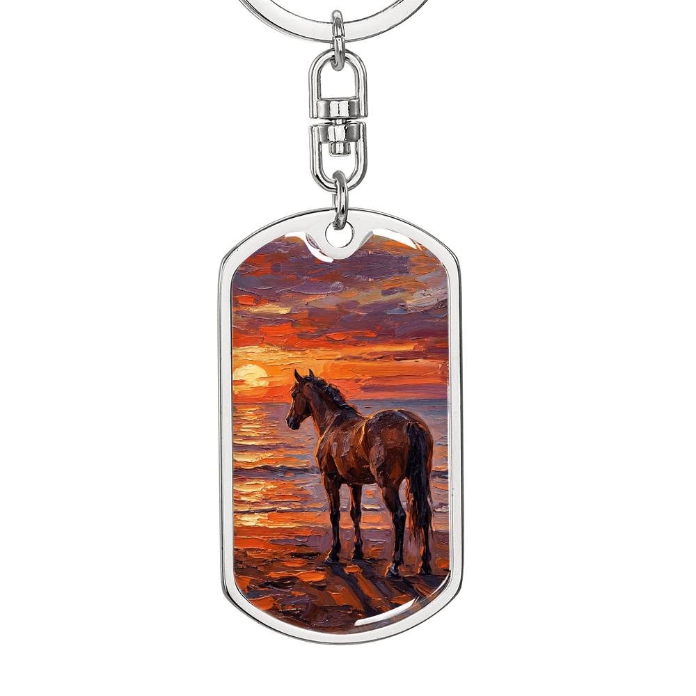 Sunset - Chocolate Mare Dog Tag Keychain