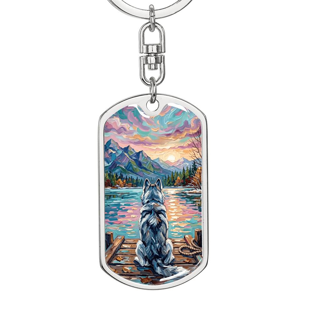 On The Dock - Husky Dog Tag Keychain