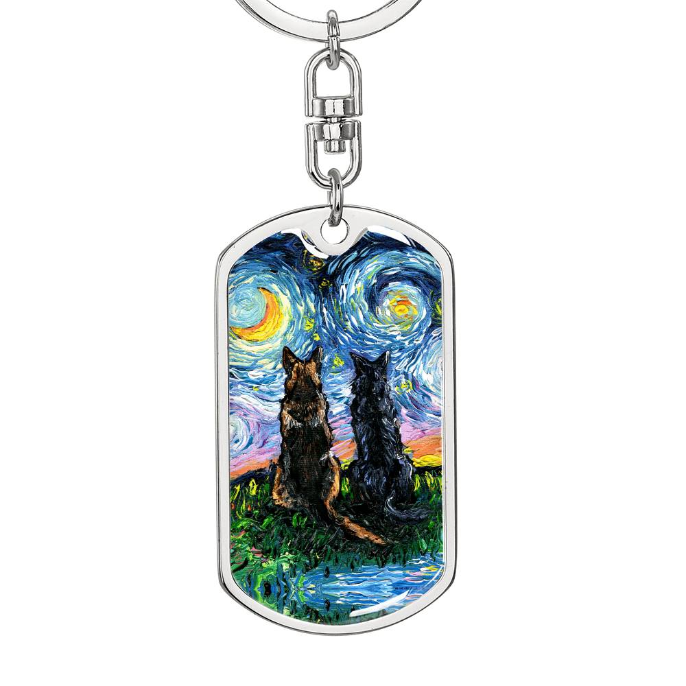 Soulmates Starry Night Dog Tag Keychain