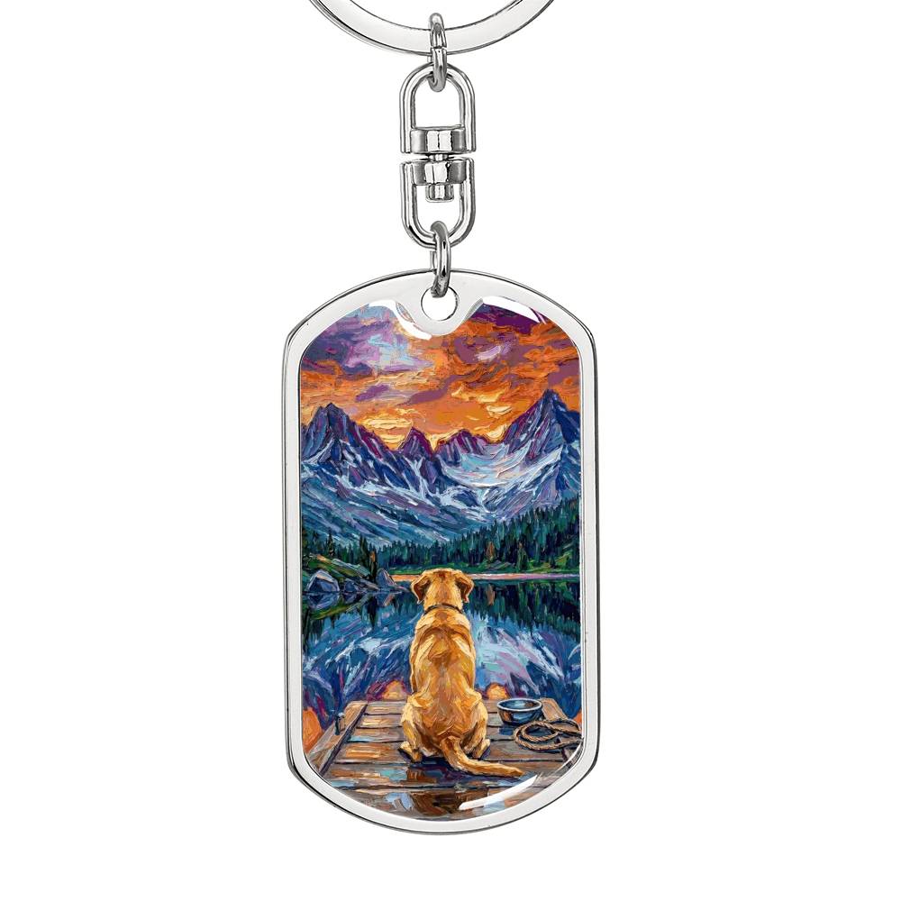On The Dock - Golden Retriever Dog Tag Keychain