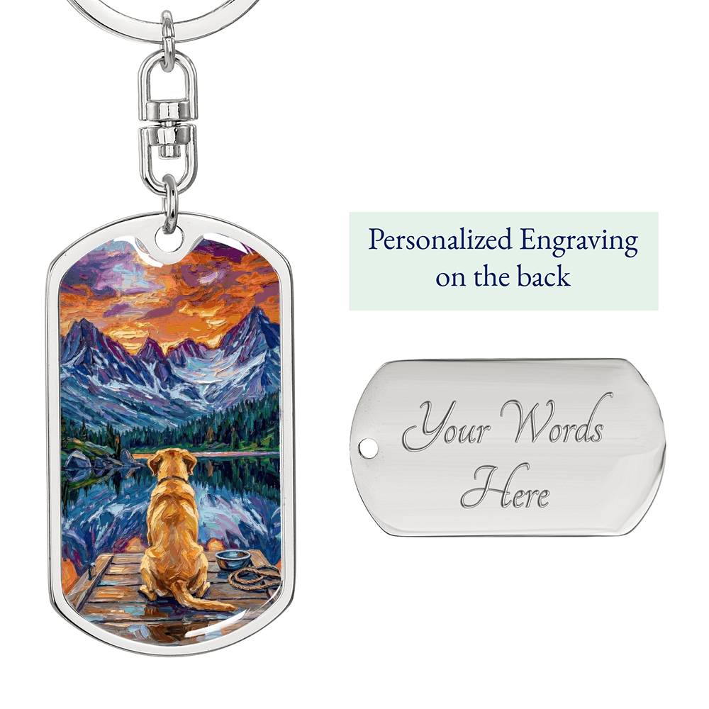 On The Dock - Golden Retriever Dog Tag Keychain