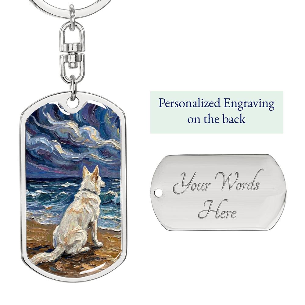 Beach Nights - Swiss Shepherd Dog Tag Keychain