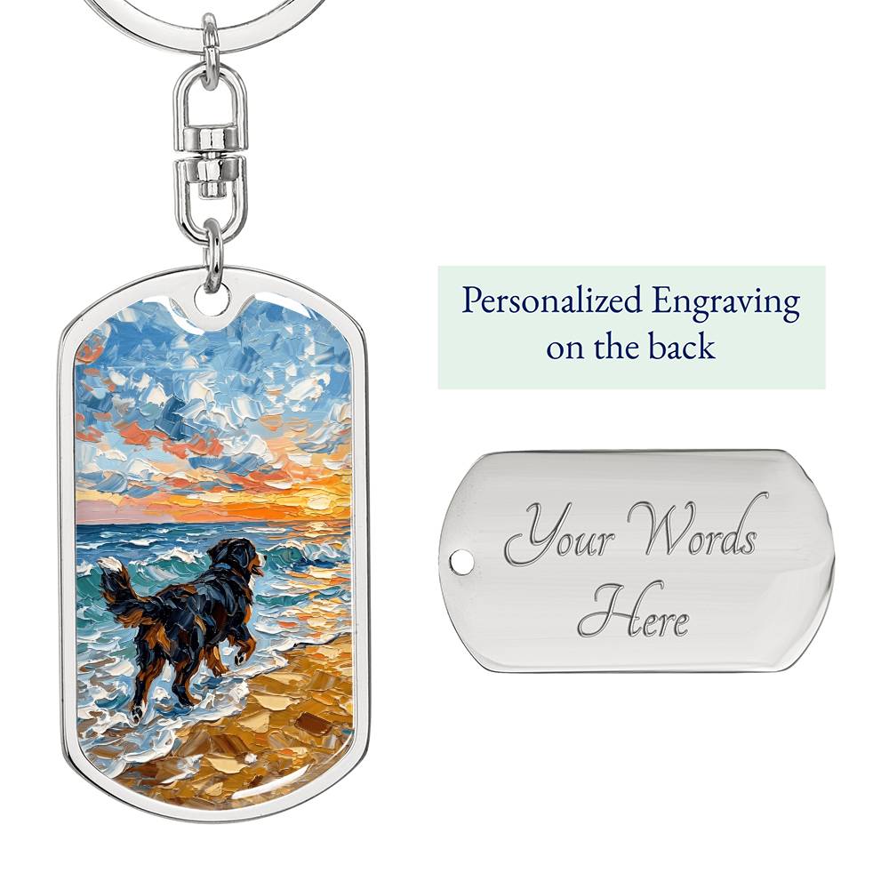 Beach Days - Bernese Mountain Dog Dog Tag Keychain