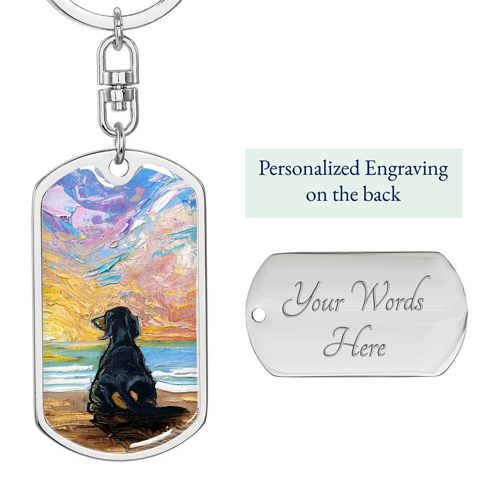 Beach Days - Dachshund Dog Tag Keychain
