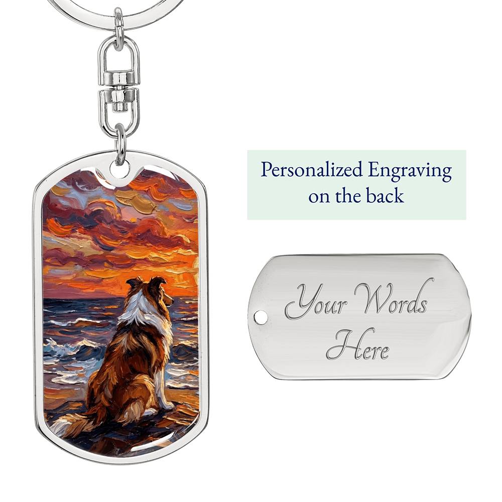 Beach Nights - Collie Dog Tag Keychain