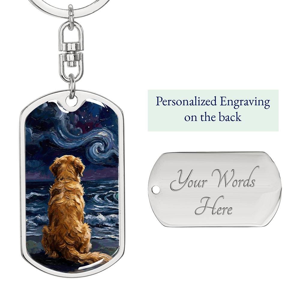 Beach Nights - Golden Retriever Dog Tag Keychain