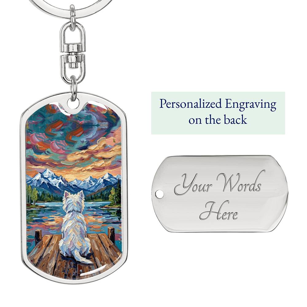 On The Dock - Westie Dog Tag Keychain