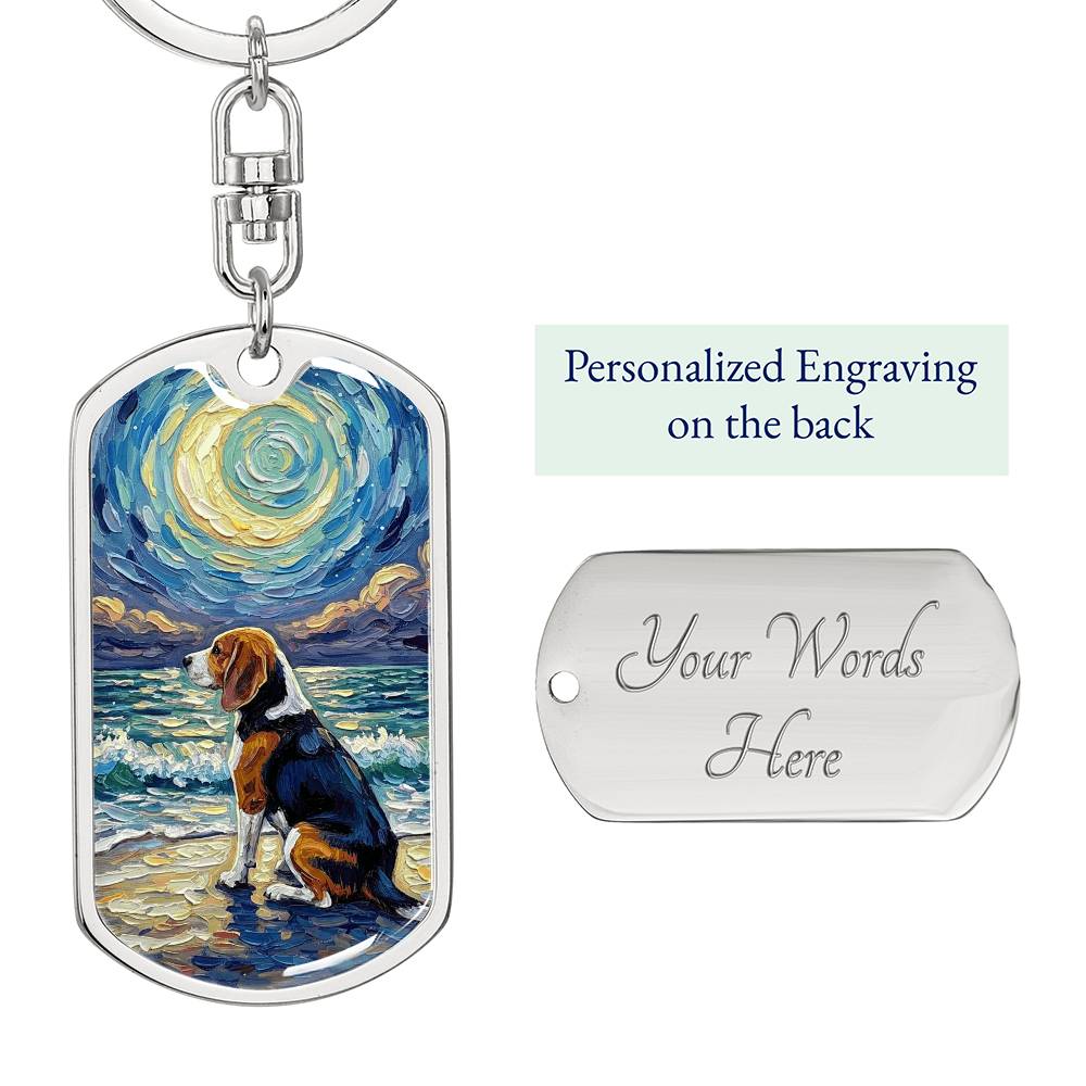 Beach Nights - Beagle Dog Tag Keychain