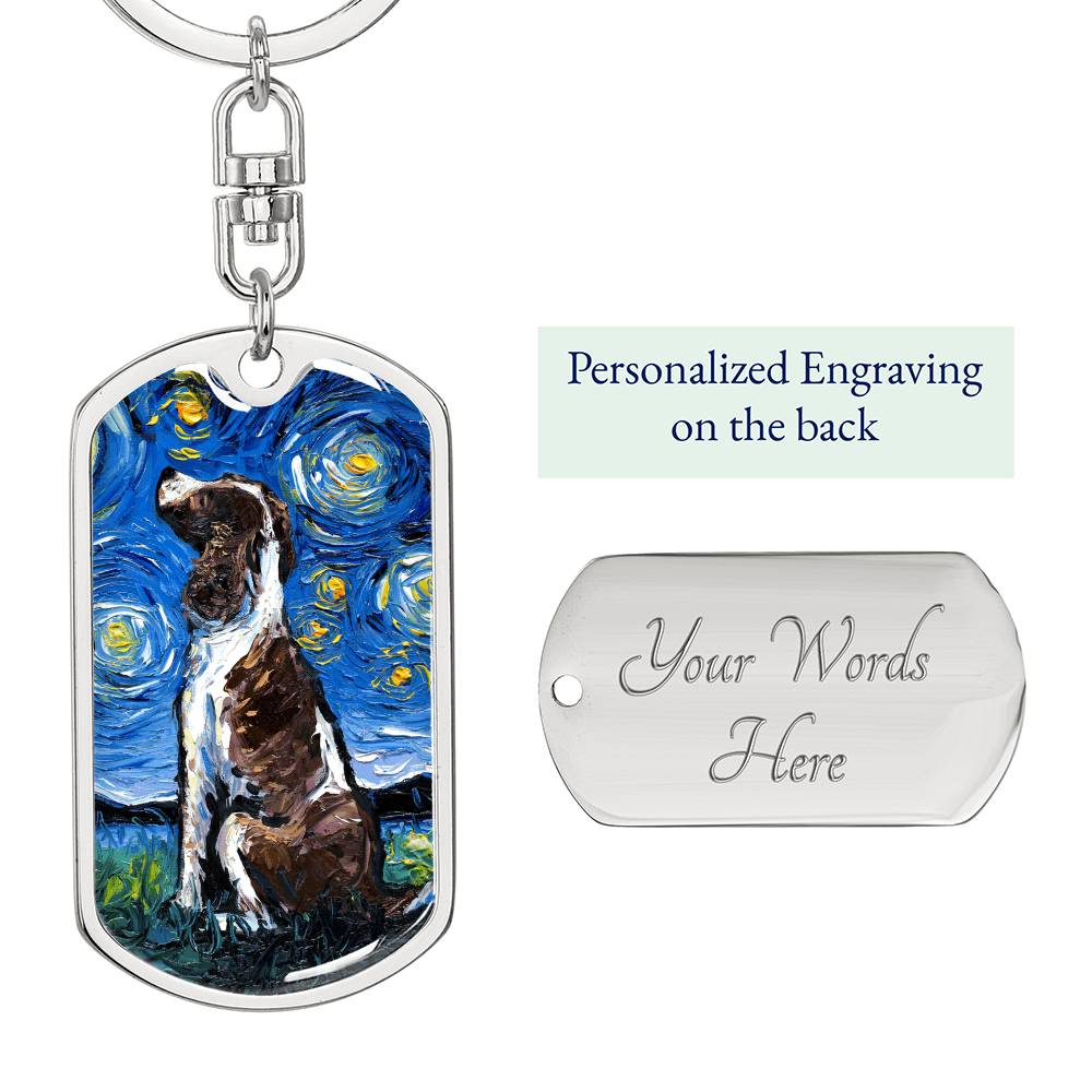 English Springer Spaniel Starry Night Dog Tag Keychain
