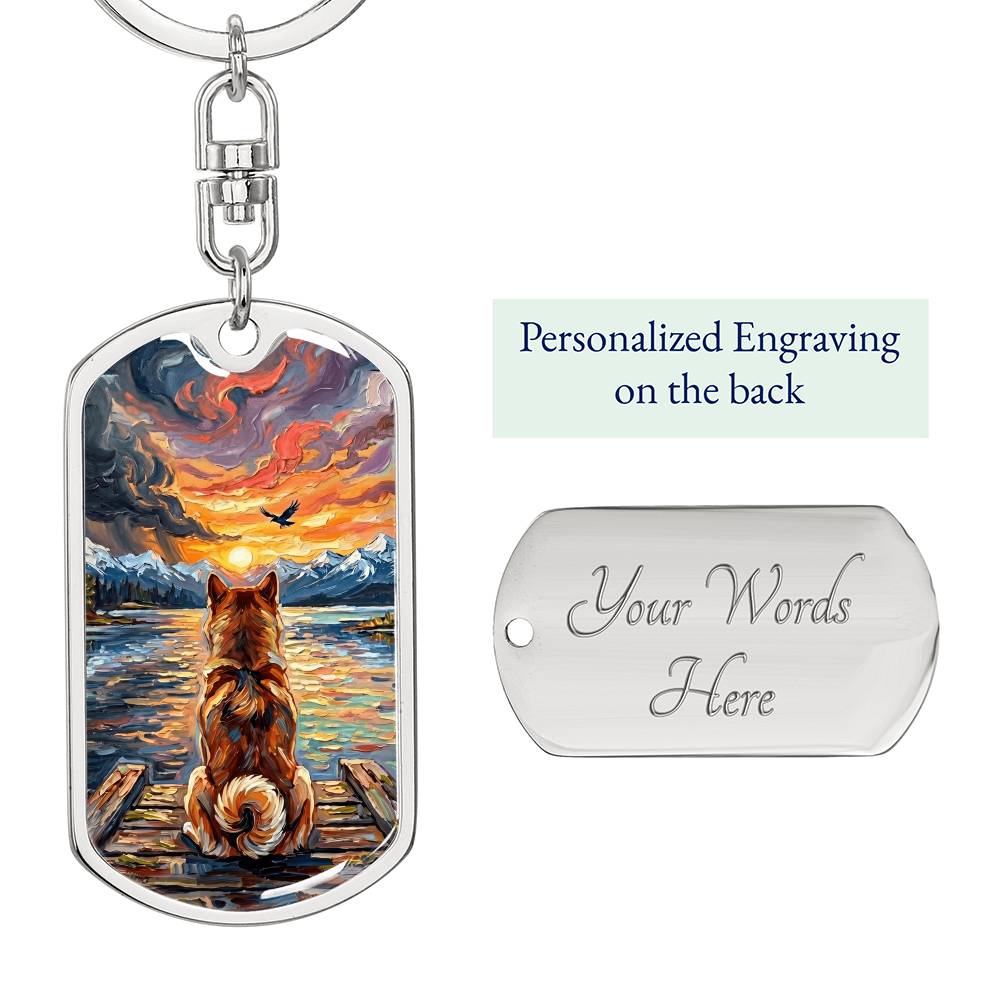 On The Dock - Shiba Inu Dog Tag Keychain