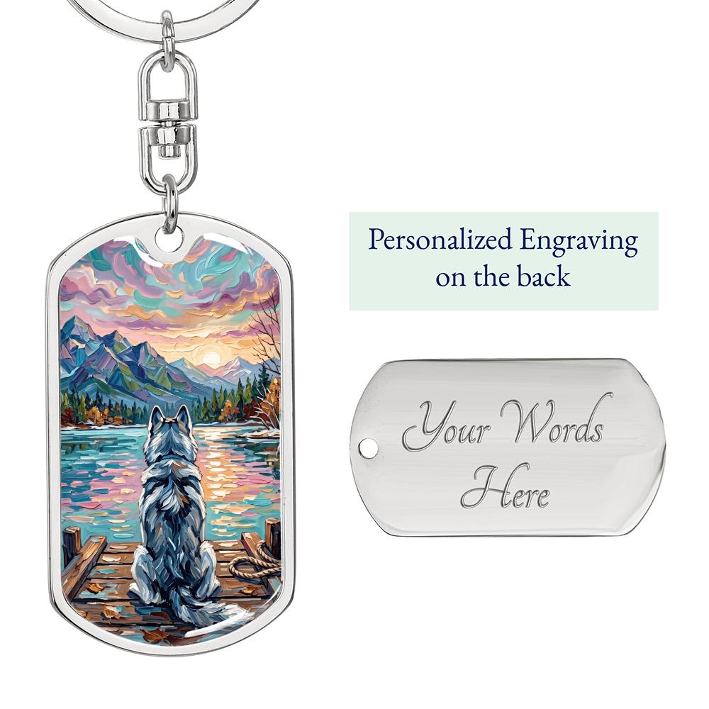 On The Dock - Husky Dog Tag Keychain