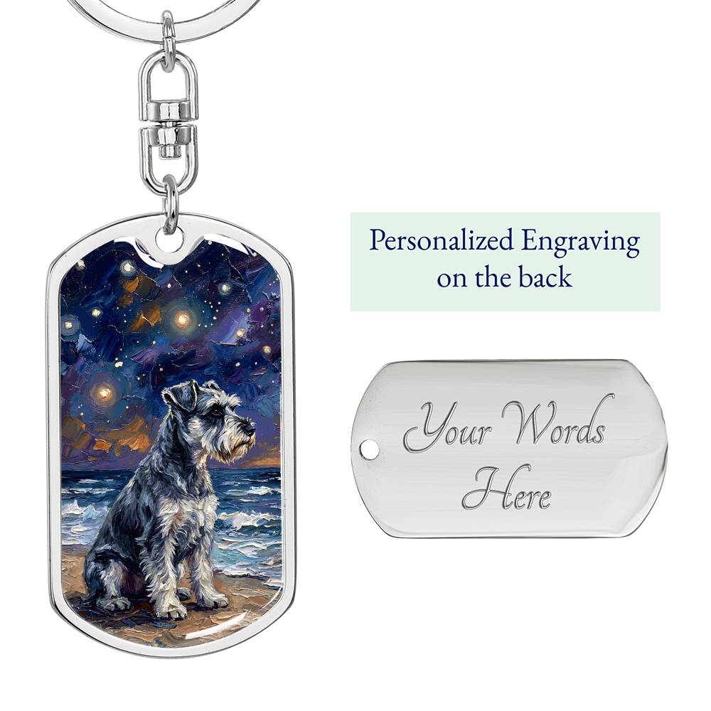 Beach Night - Schnauzer Dog Tag Keychain