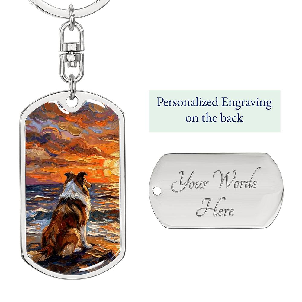 Beach Nights - Collie Dog Tag Keychain