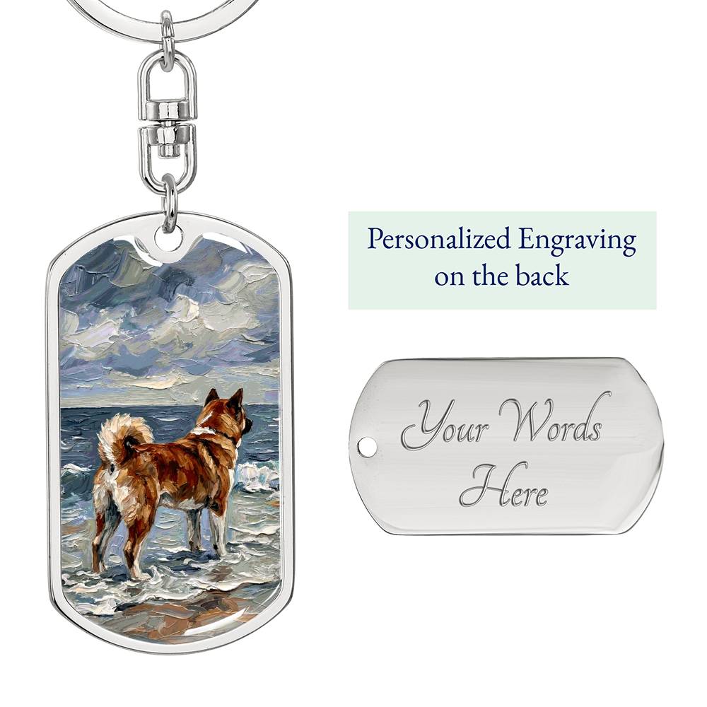 Beach Day - Akita Inu Dog Tag Keychain