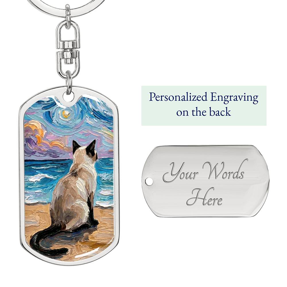 Beach Nights - Siamese Dog Tag Keychain
