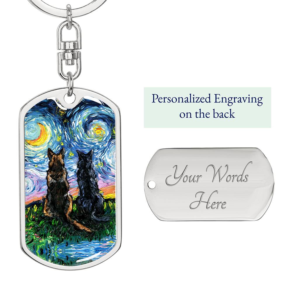 Soulmates Starry Night Dog Tag Keychain